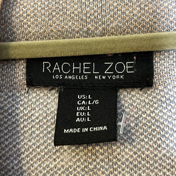 Rachel Zoe Plaid Funnel Neck Sweater Brown Cream Blue Stretch Fit Cozy‎ Large - Picture 4 of 6